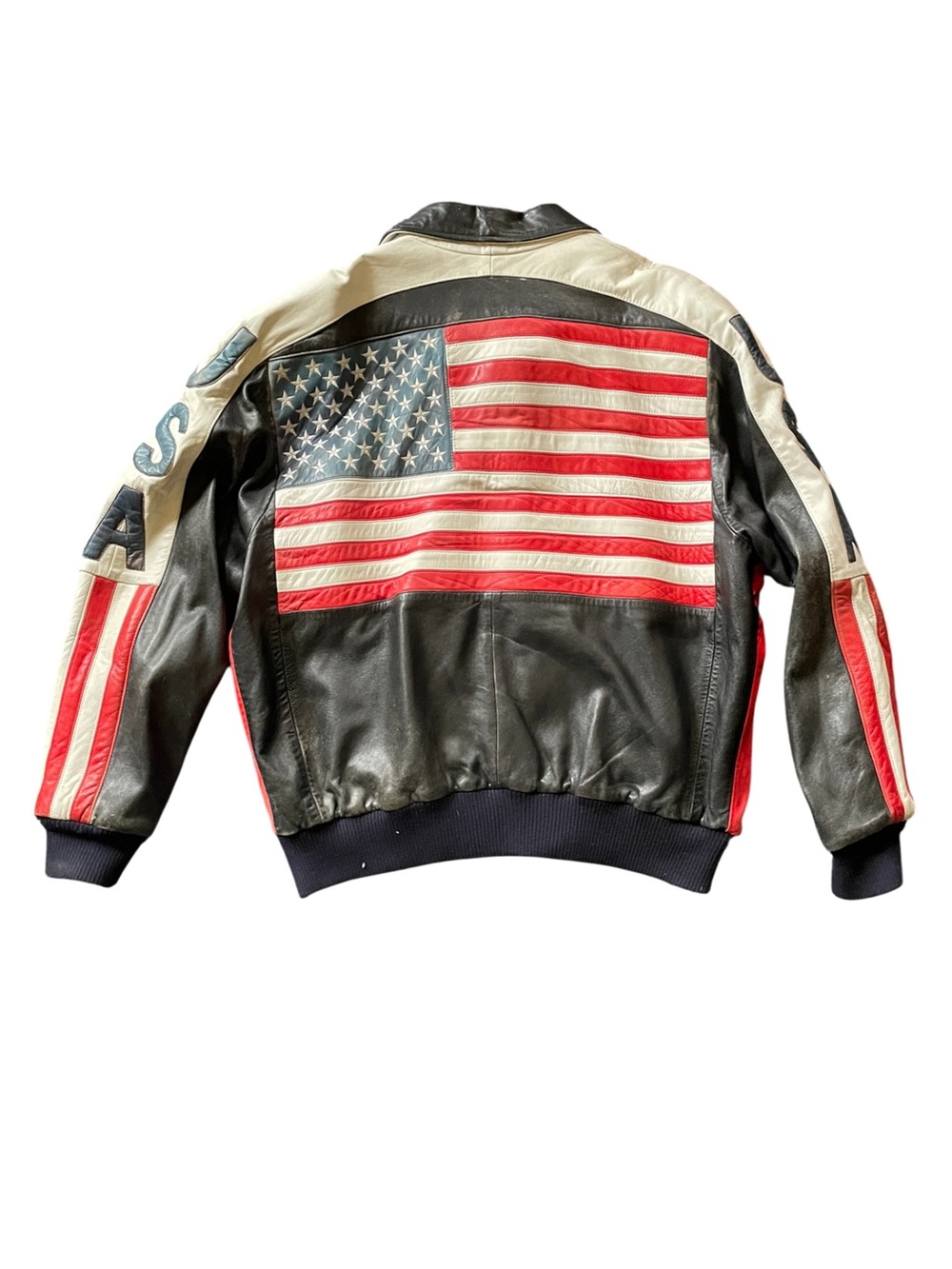 Vintage Michael Hoban USA Flag Leather Jacket circa 1982 - Picture 2 of 8